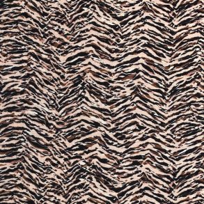 Viskose crepe i beige med mnster i sort, brun og pudder - pr. 0,25 meter