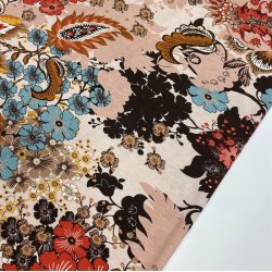 Viskosejersey med blomster og paisley mnster - pr. 0,25 meter 