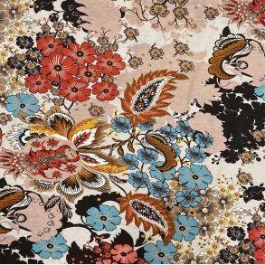Viskosejersey med blomster og paisley mnster - pr. 0,25 meter 