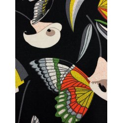 Viskose jersey med sommerfugle og calla liljer - pr. 0,25 meter