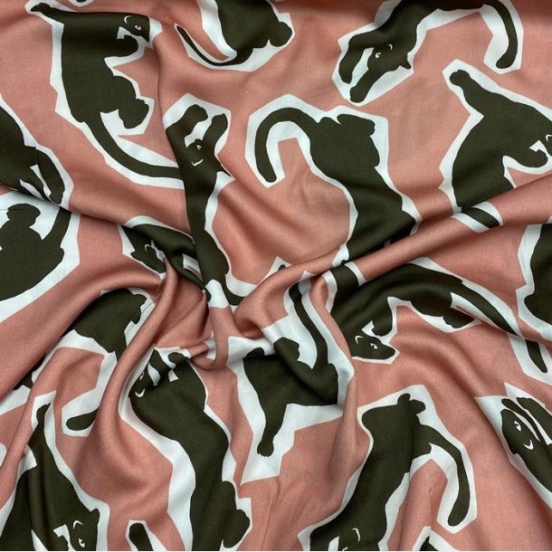 Lys koral viskose med pantere - pr. 0,25 meter