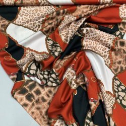 Viskose med leopardpletter, kder, blter mm. - pr. 0,25 meter