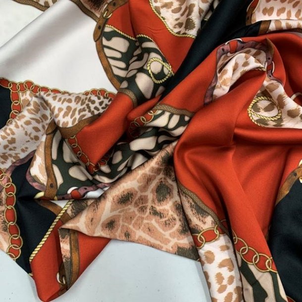 Viskose med leopardpletter, kder, blter mm. - pr. 0,25 meter