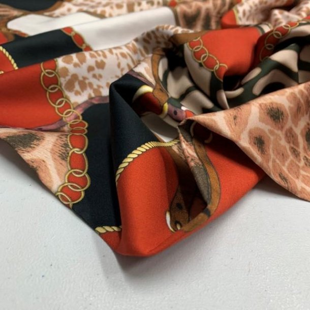 Viskose med leopardpletter, kder, blter mm. - pr. 0,25 meter