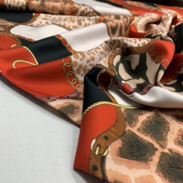 Viskose med leopardpletter, kder, blter mm. - pr. 0,25 meter