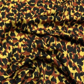 Viskose med pletter i sort, brunsukker og gul - pr. 0,25 meter