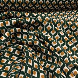 Viskose med smukt mnster i grn og karry - pr. 0,25 meter