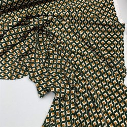 Viskose med smukt mnster i grn og karry - pr. 0,25 meter