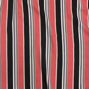 Viskose med striber i hindbr-sorbet, gr, sort og hvid - pr. 0,25 meter