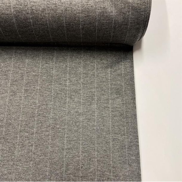 Viskose / polyester i gr med tynde striber - pr. 0,25 meter