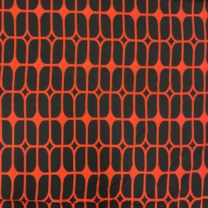 Rd viskose med sort grafisk mnster - pr. 0,25 meter