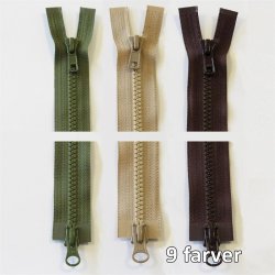 YKK lynl�s, Vislon/Delrin, delbar, 2-vejs, 6 mm 75 - 110 cm lang