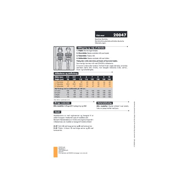 Onion 20047 - Raglanrme T-shirt og kjole. Snitmnster